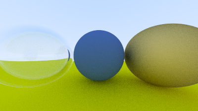 Render with two dielectric material on the left.